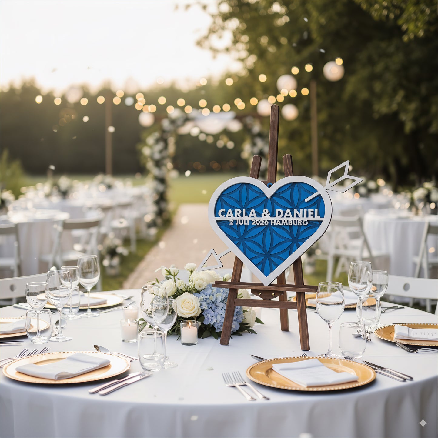 Personalisierter Holzherzkranz für Hochzeiten | Herzform, liebevolle Tischdekoration, Geschenk fuer Paare, Wanddekoration, Hochzeitsdeko