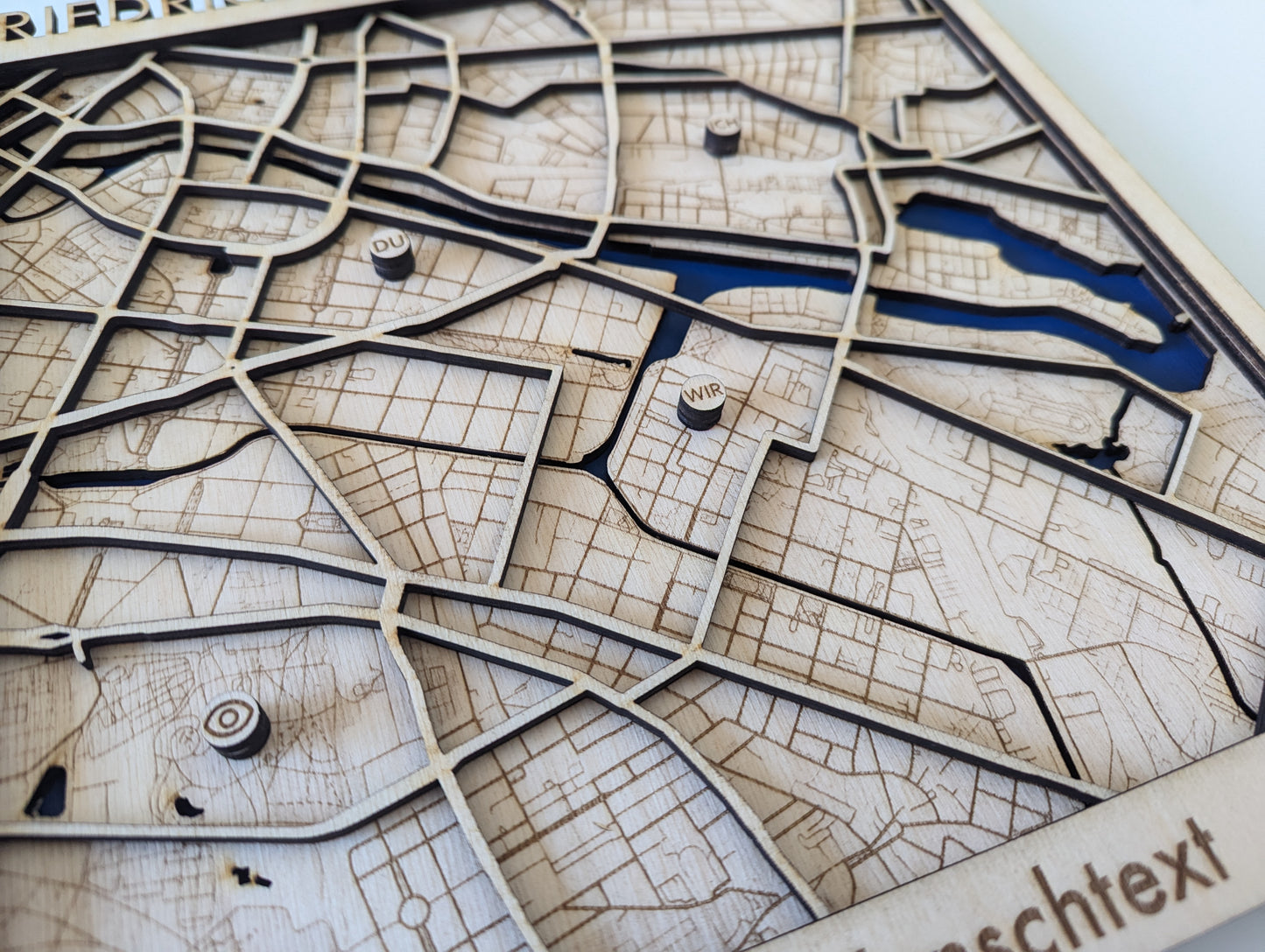 3D-Stadtplan aus Holz als Wandbild | Karte Kunst Geschenk Personalisierbar