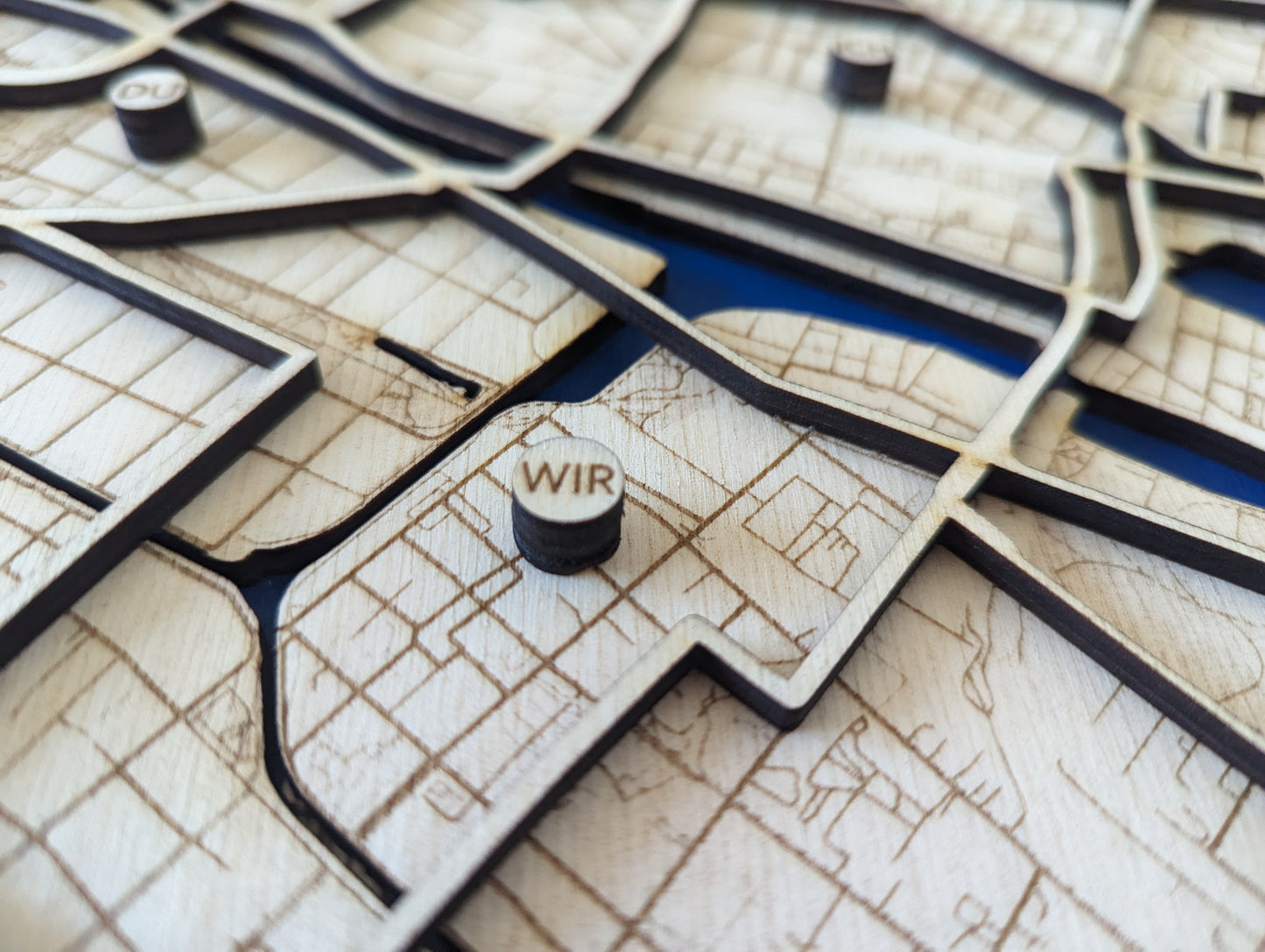 3D-Stadtplan aus Holz als Wandbild | Karte Kunst Geschenk Personalisierbar