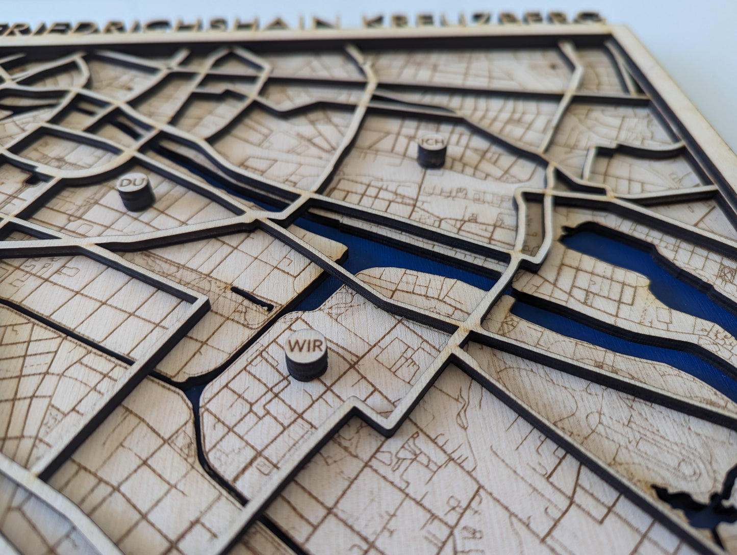 3D-Stadtplan aus Holz als Wandbild | Karte Kunst Geschenk Personalisierbar