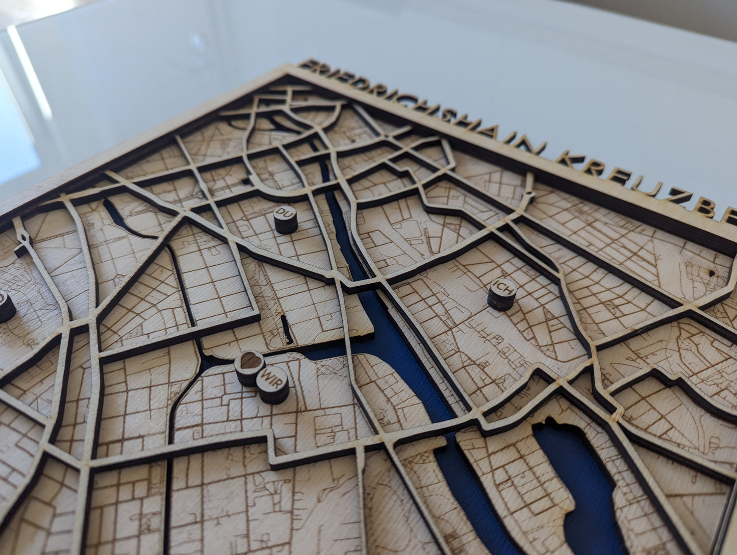 3D-Stadtplan aus Holz als Wandbild | Karte Kunst Geschenk Personalisierbar