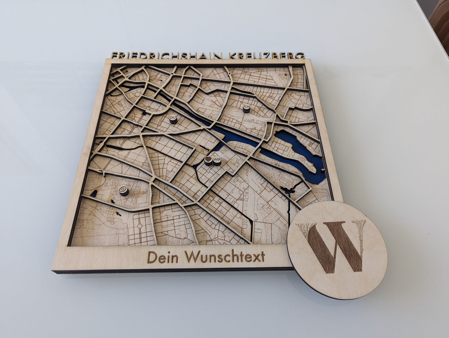 3D-Stadtplan aus Holz als Wandbild | Karte Kunst Geschenk Personalisierbar