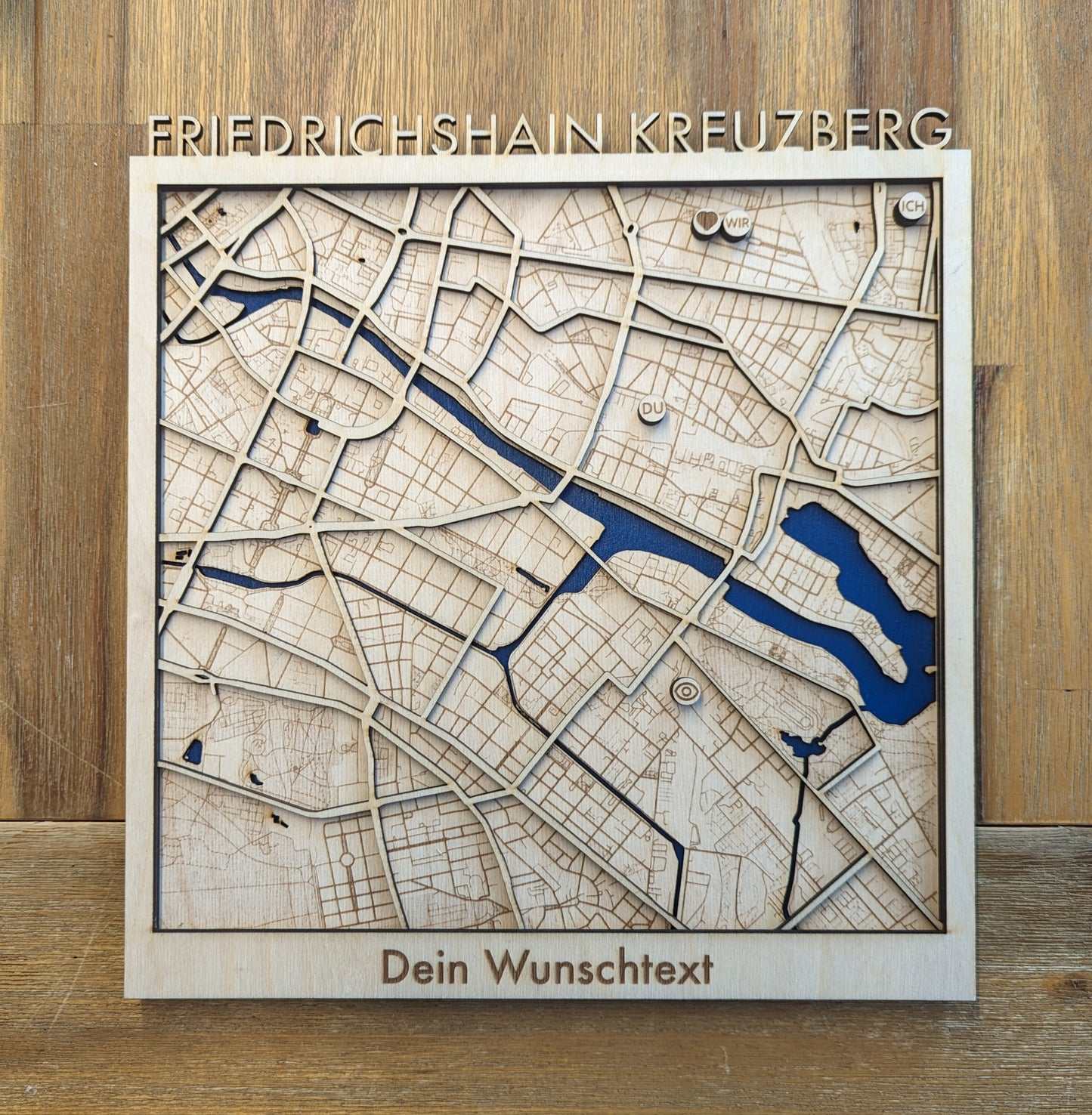 3D-Stadtplan aus Holz als Wandbild | Karte Kunst Geschenk Personalisierbar