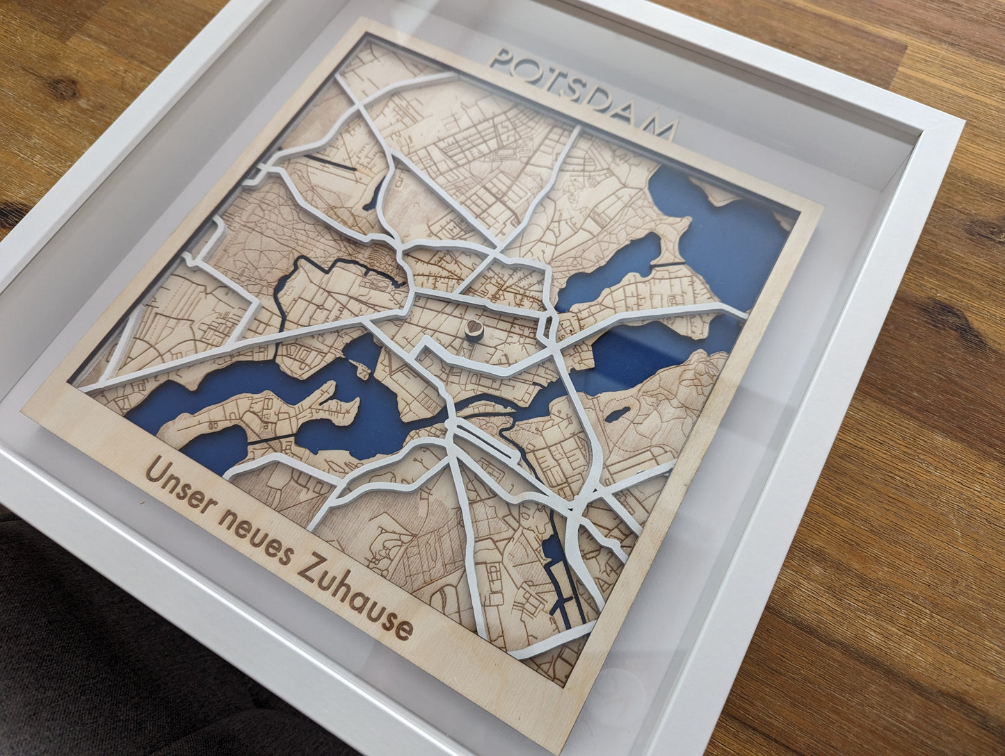 3D-Stadtplan aus Holz als Wandbild | Karte Kunst Geschenk Personalisierbar