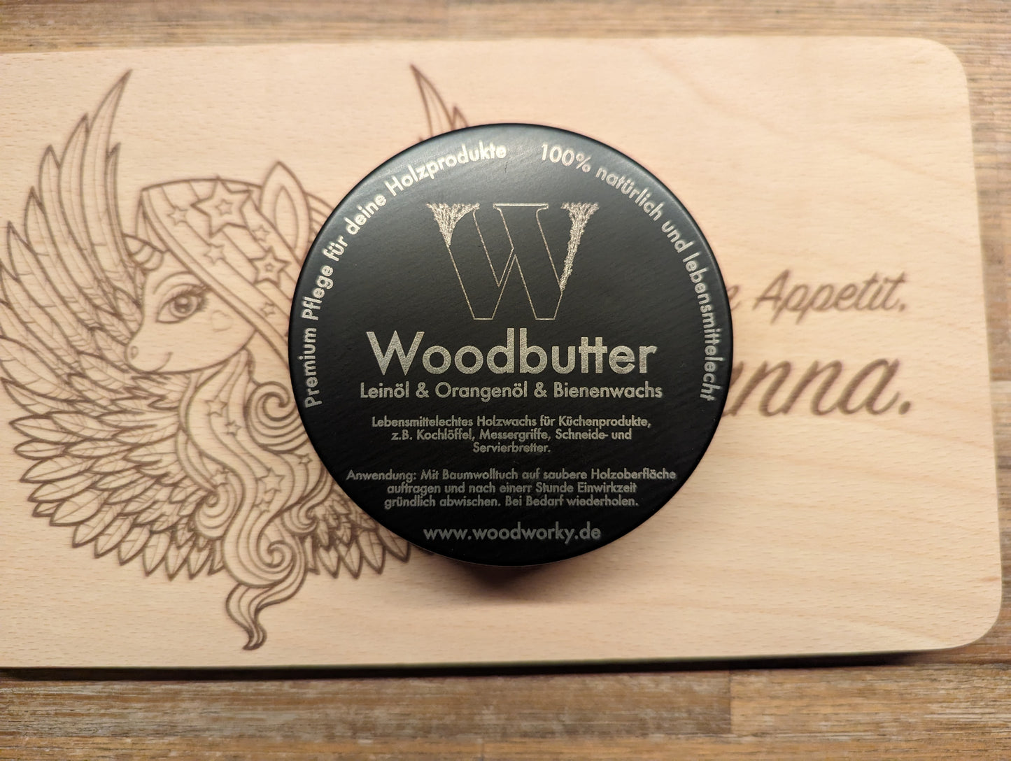 Premium Holzbutter von Woodworky – Natürlicher und lebensmittelechter Schutz für Schneidebretter, Möbel, Massivholz und Holzoberflächen