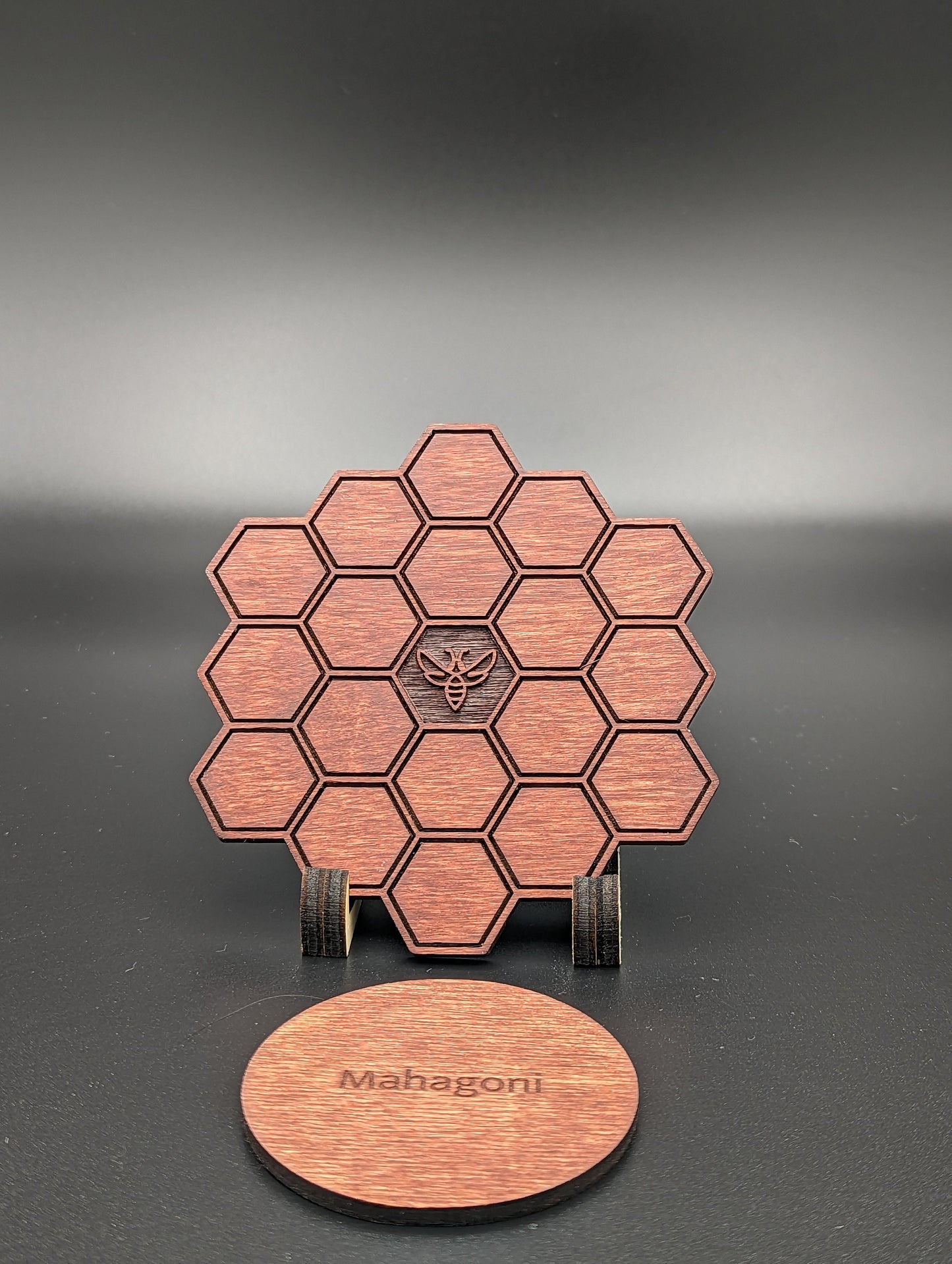 Schickes Getränke-Untersetzer-Set im Honigwaben-Design (6 Stück plus Ständer) - 5 Farben wählbar - Kaffeeuntersetzer, Teeuntersetzer