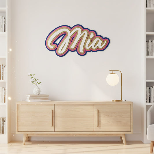 3D-Namensschild aus Holz in Wunschfarben | Wanddeko mit Wunschname, Jugendzimmer Dekoration, personalisiertes Holzschild