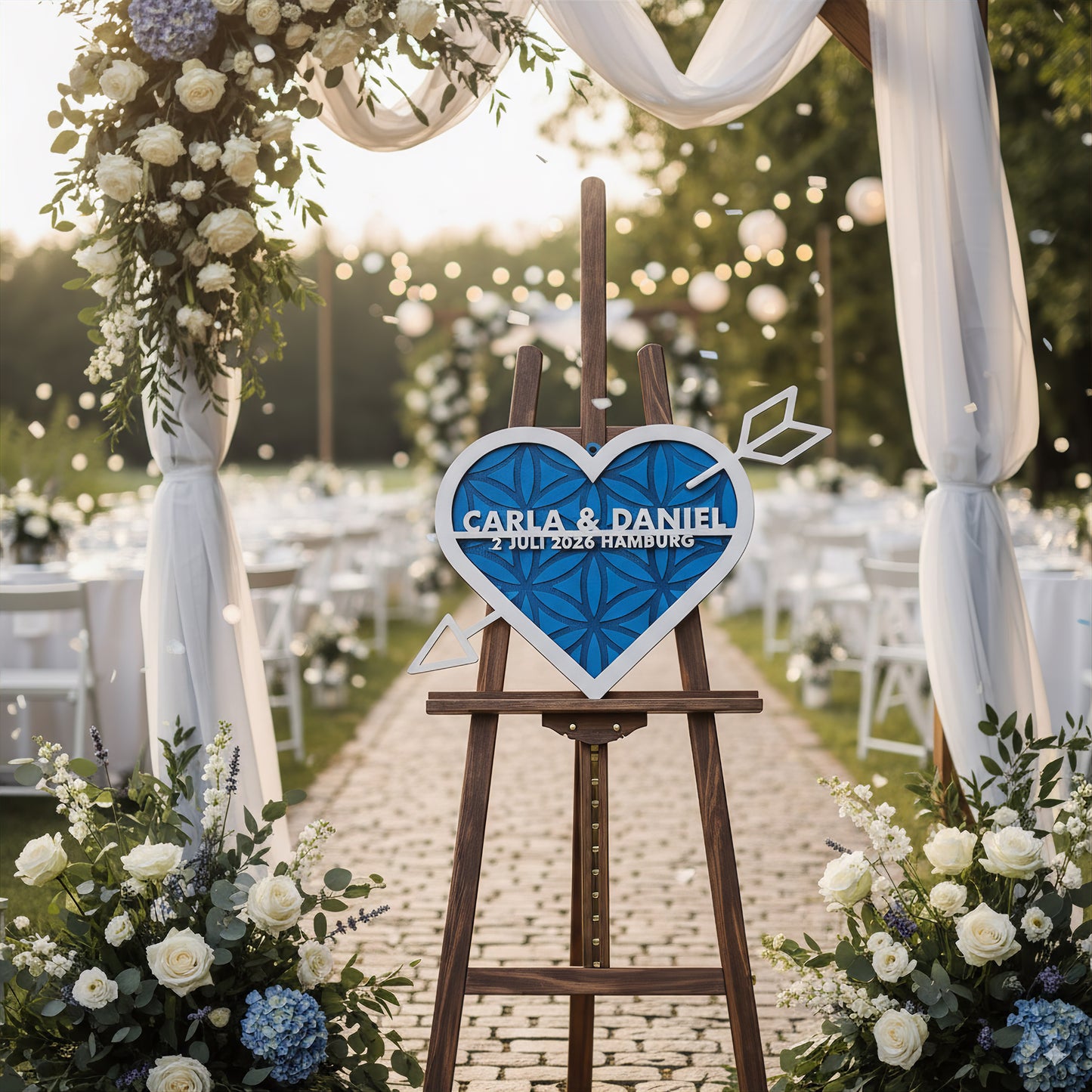 Personalisierter Holzherzkranz für Hochzeiten | Herzform, liebevolle Tischdekoration, Geschenk fuer Paare, Wanddekoration, Hochzeitsdeko