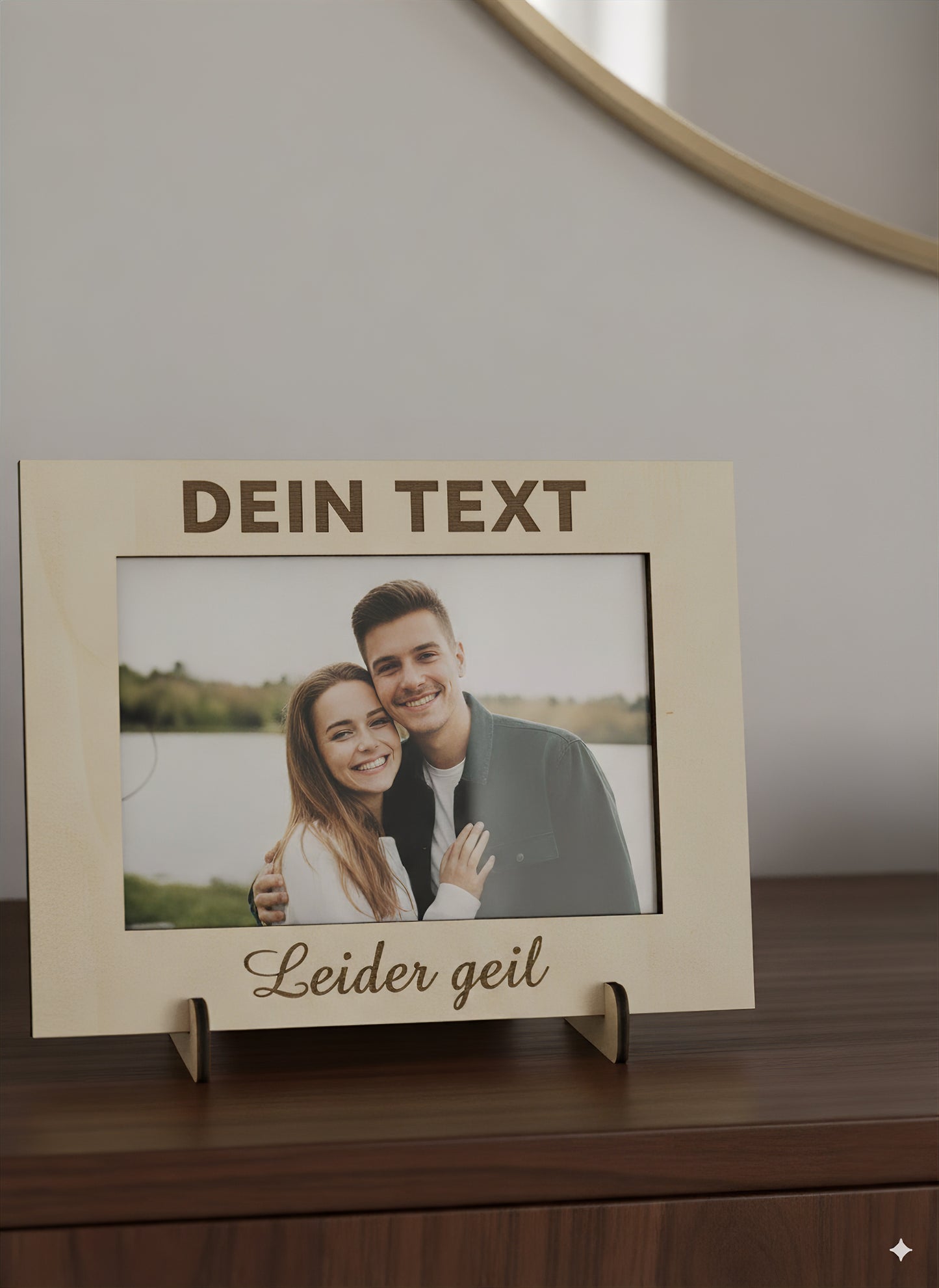 Personalisierter Bilderrahmen aus Holz mit Wunschtext | Gravierter Fotorahmen Geschenk zum Muttertag, Wanddeko, Fotos stilvoll präsentieren
