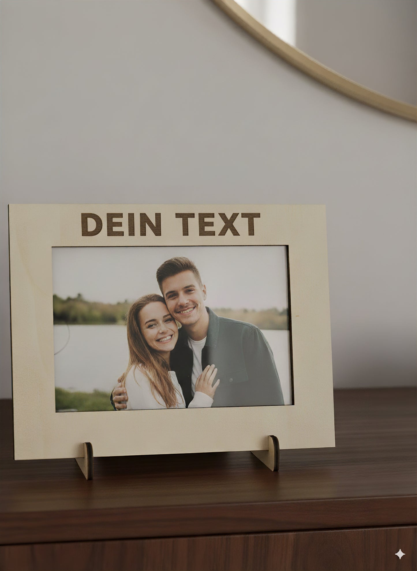 Personalisierter Bilderrahmen aus Holz mit Wunschtext | Gravierter Fotorahmen Geschenk zum Muttertag, Wanddeko, Fotos stilvoll präsentieren