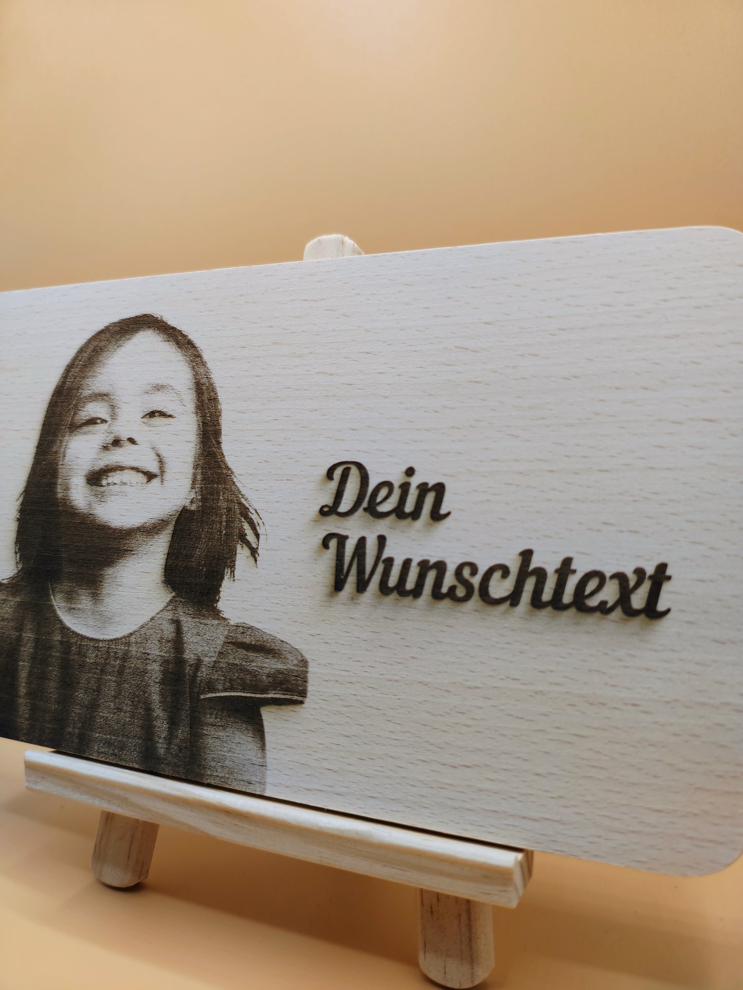 Schneidebrett mit Foto und Wunschtext