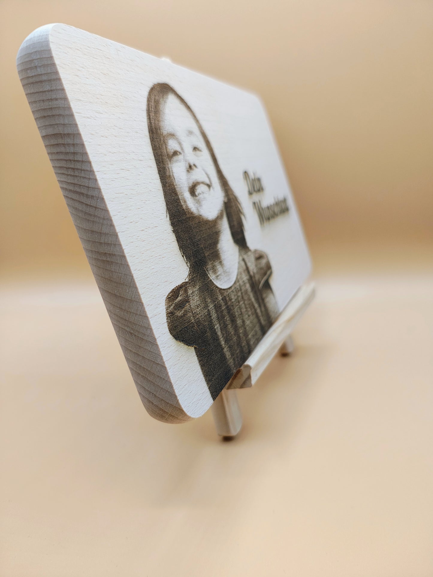 Schneidebrett mit Foto und Wunschtext