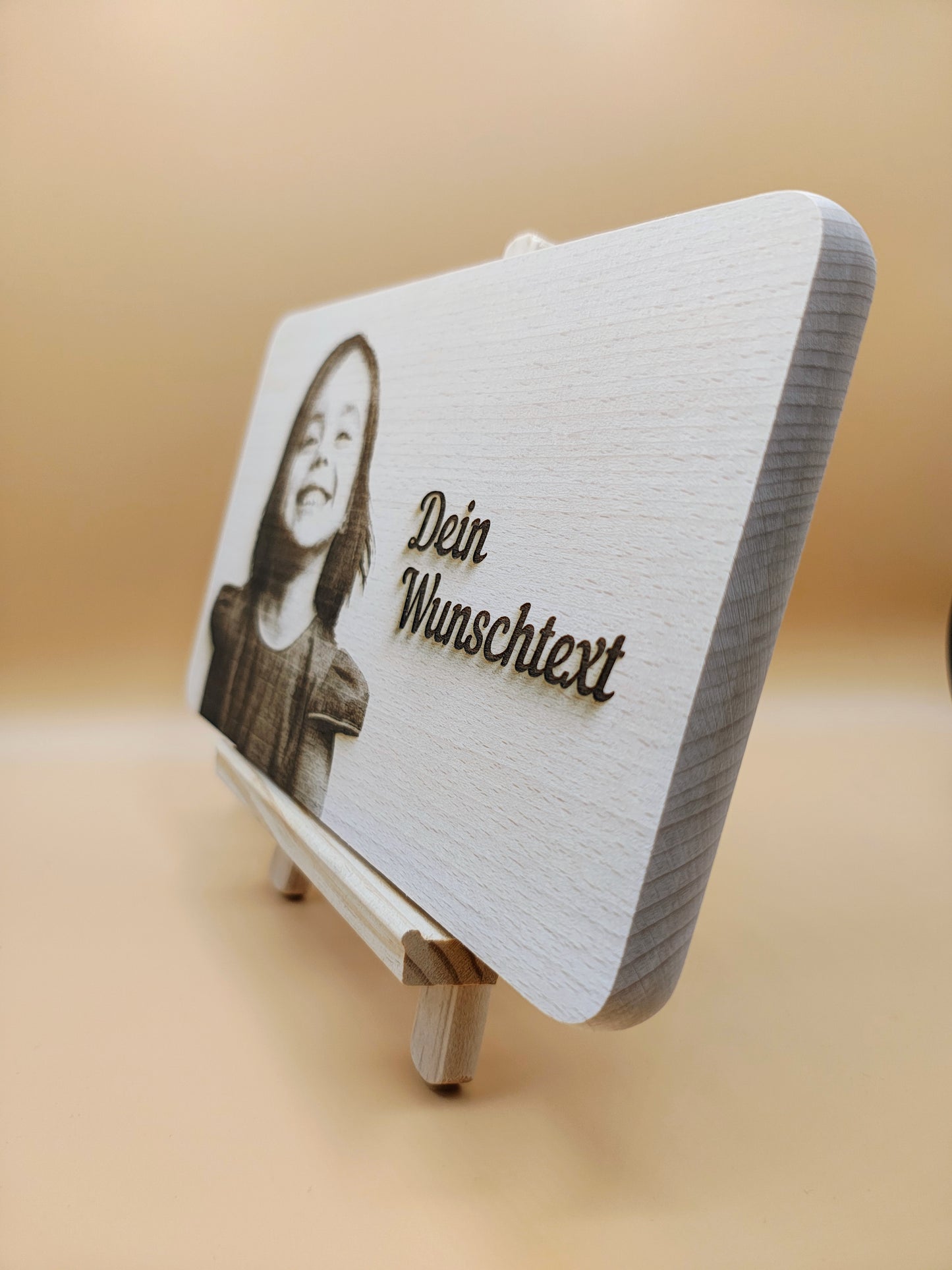 Schneidebrett mit Foto und Wunschtext