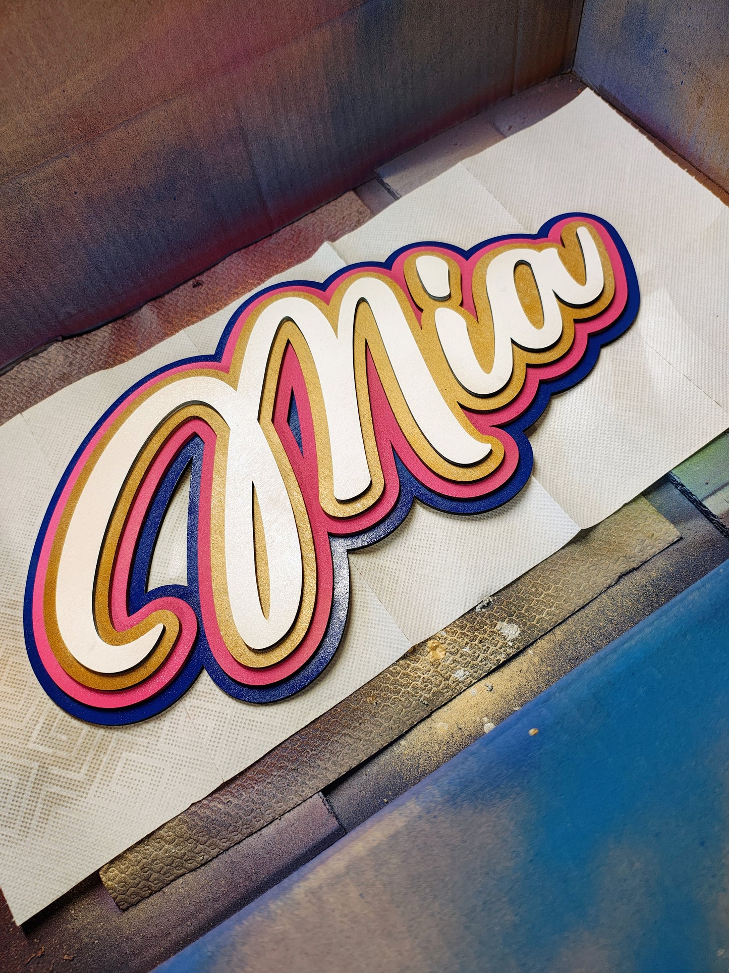 3D-Namensschild aus Holz in Wunschfarben | Wanddeko mit Wunschname, Jugendzimmer Dekoration, personalisiertes Holzschild