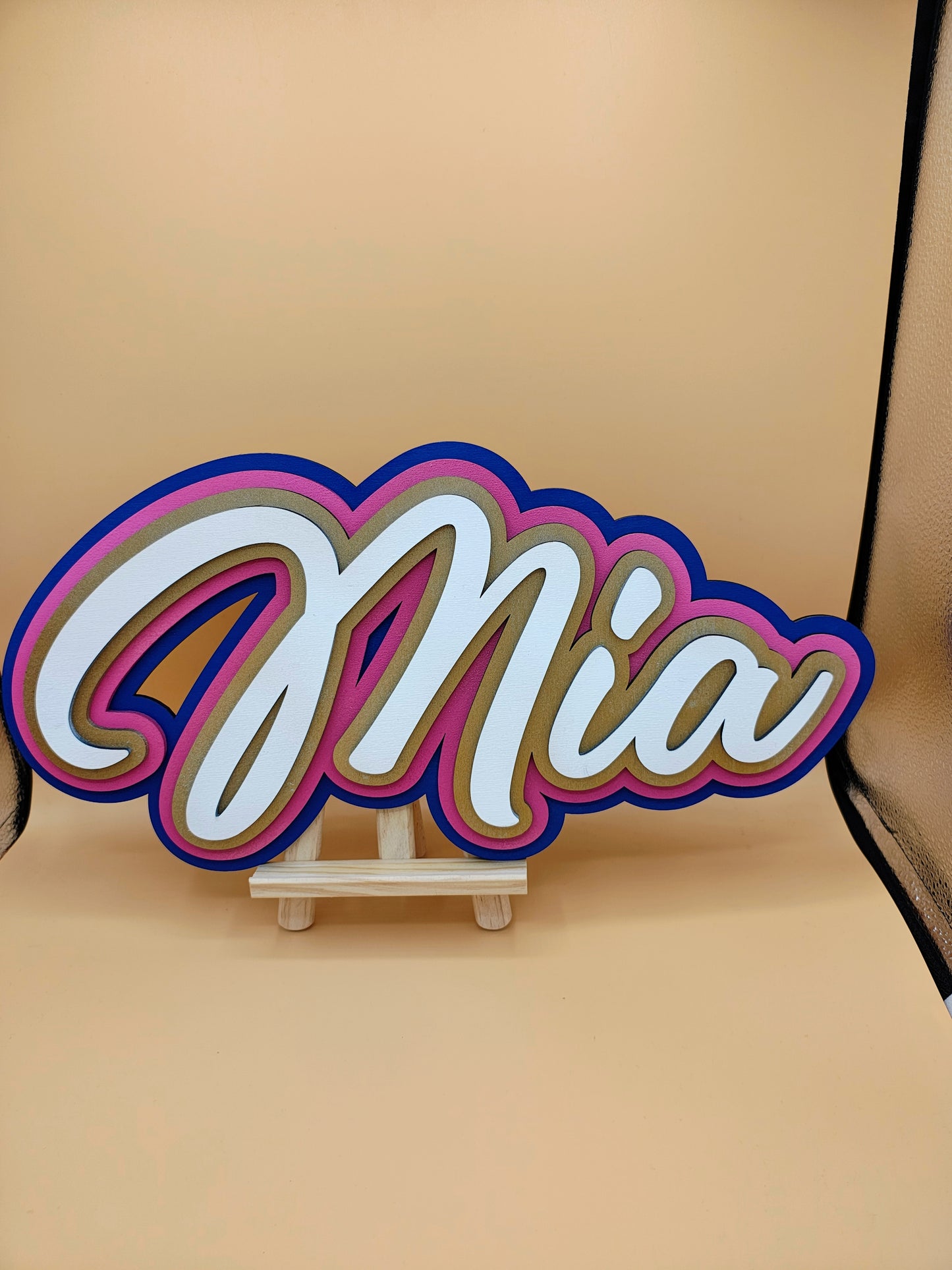 3D-Namensschild aus Holz in Wunschfarben | Wanddeko mit Wunschname, Jugendzimmer Dekoration, personalisiertes Holzschild