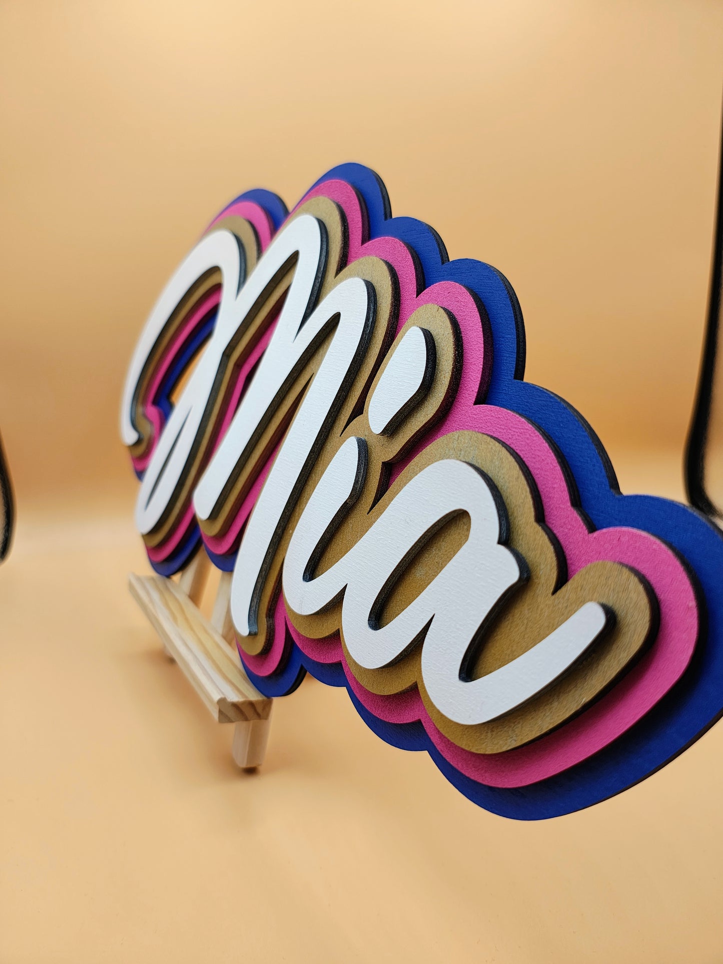 3D-Namensschild aus Holz in Wunschfarben | Wanddeko mit Wunschname, Jugendzimmer Dekoration, personalisiertes Holzschild