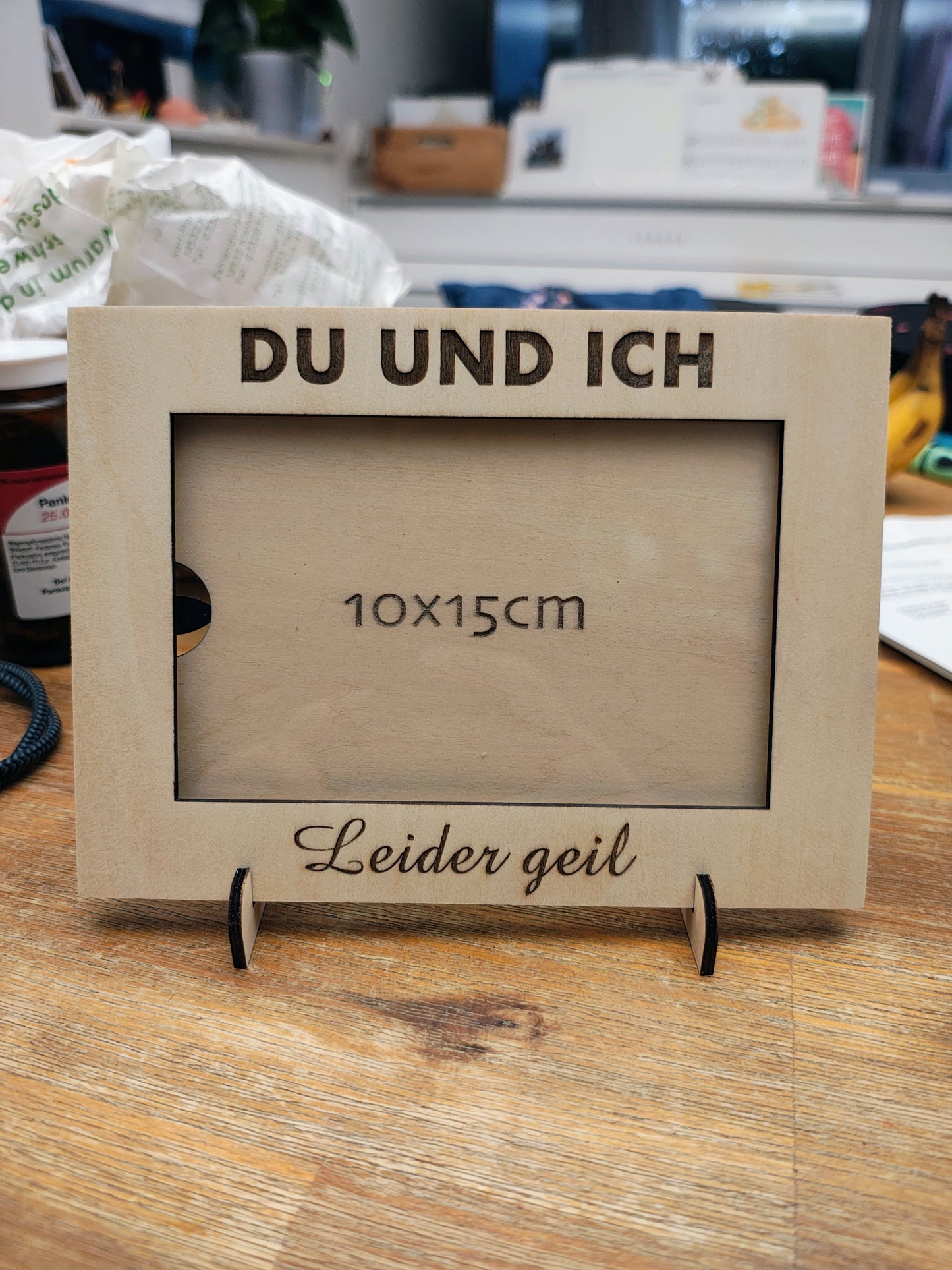Personalisierter Bilderrahmen aus Holz mit Wunschtext | Gravierter Fotorahmen Geschenk zum Muttertag, Wanddeko, Fotos stilvoll präsentieren