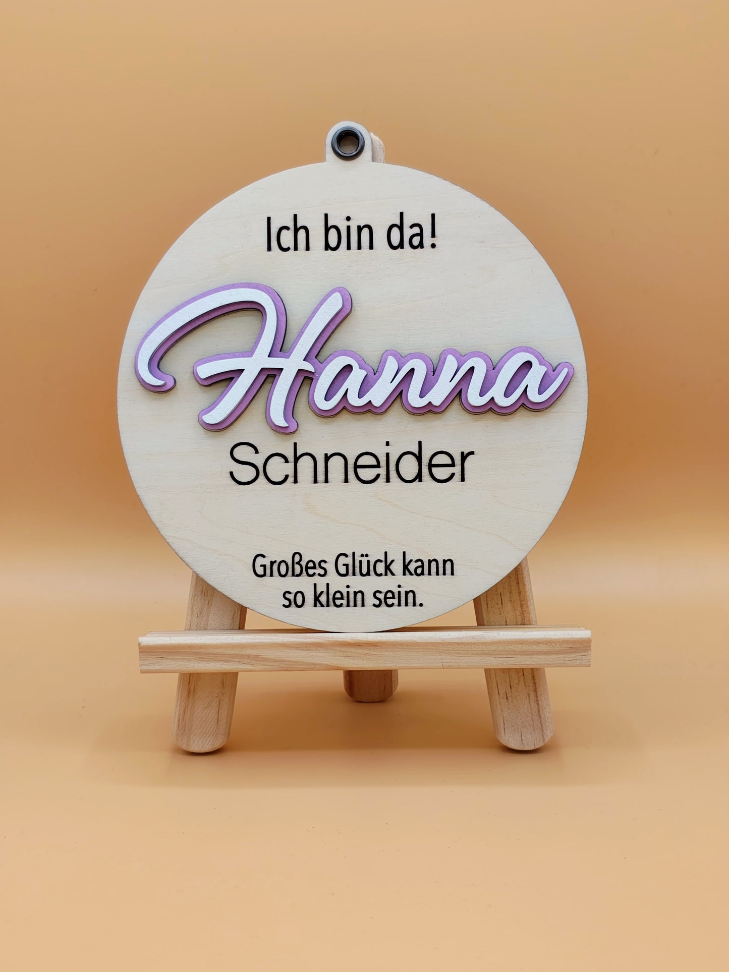 Newborn Holzschild mit graviertem Name & Geburtsdaten, 3er Set, Baby Geburtsschild, Dekoration Babyzimmer, Geschenk zur Geburt,Holzplättchen