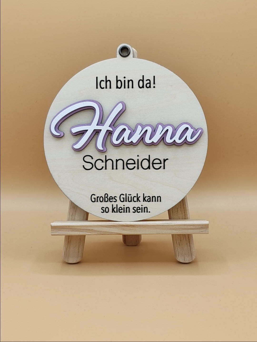 Newborn Holzschild mit graviertem Name & Geburtsdaten, 3er Set, Baby Geburtsschild, Dekoration Babyzimmer, Geschenk zur Geburt,Holzplättchen